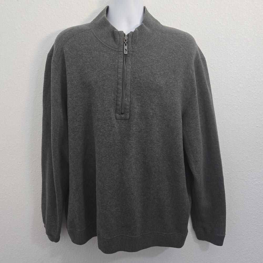 Tommy Bahama Men's Size XL Reversible 1/4 Zip Pullover Sweater Gray/ Purple